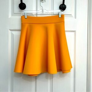 Yellow Flare Pleated Skirt